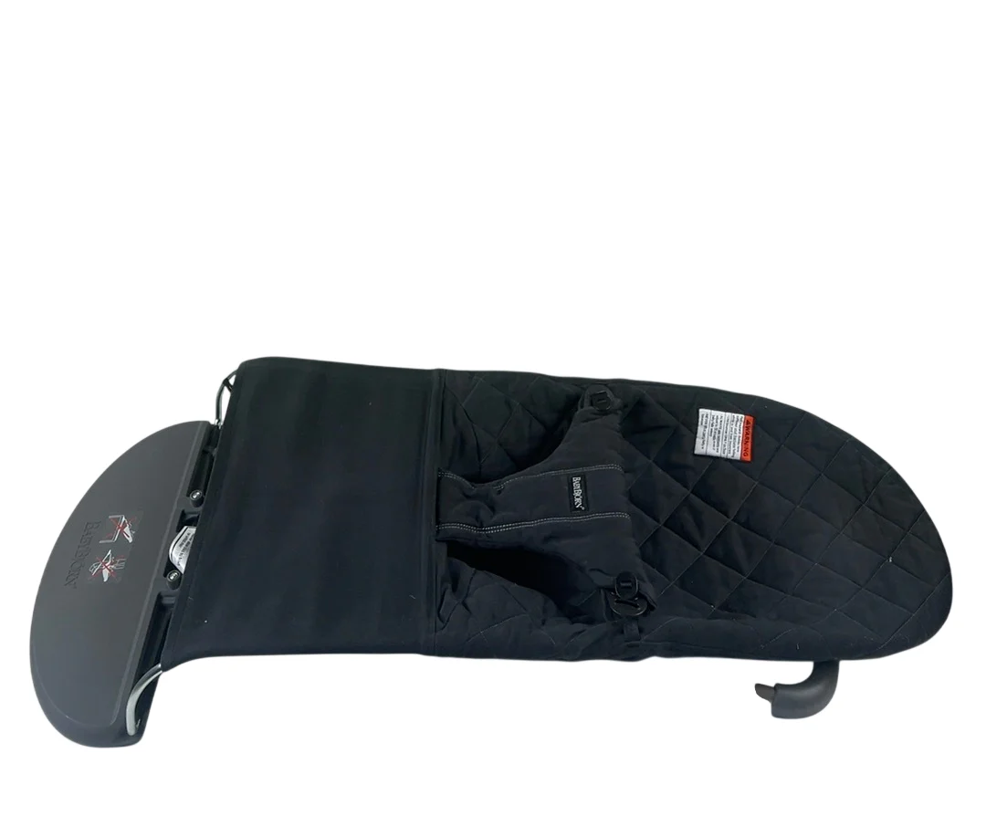 BabyBjorn Bouncer Bliss, Black Cotton Classic Quilt, Dark Gray Frame - Image 6