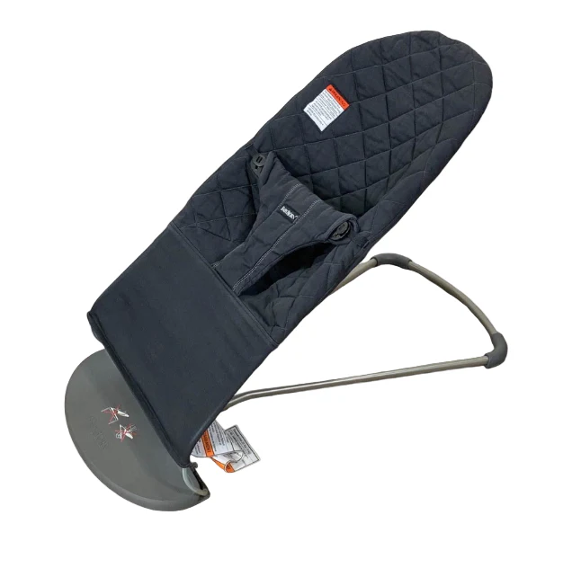 BabyBjorn Bouncer Bliss, Black Woven Classic Quilt, Dark Gray Frame