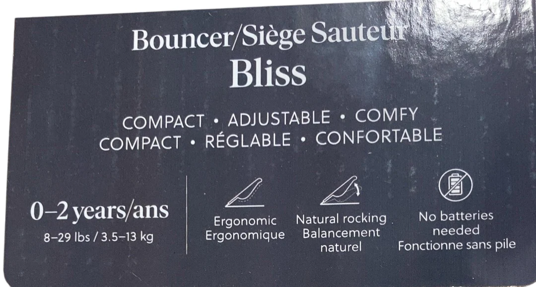 BabyBjorn Bouncer Bliss, Dark Gray Frame, Anthracite Cotton Classic Quilt - Image 3