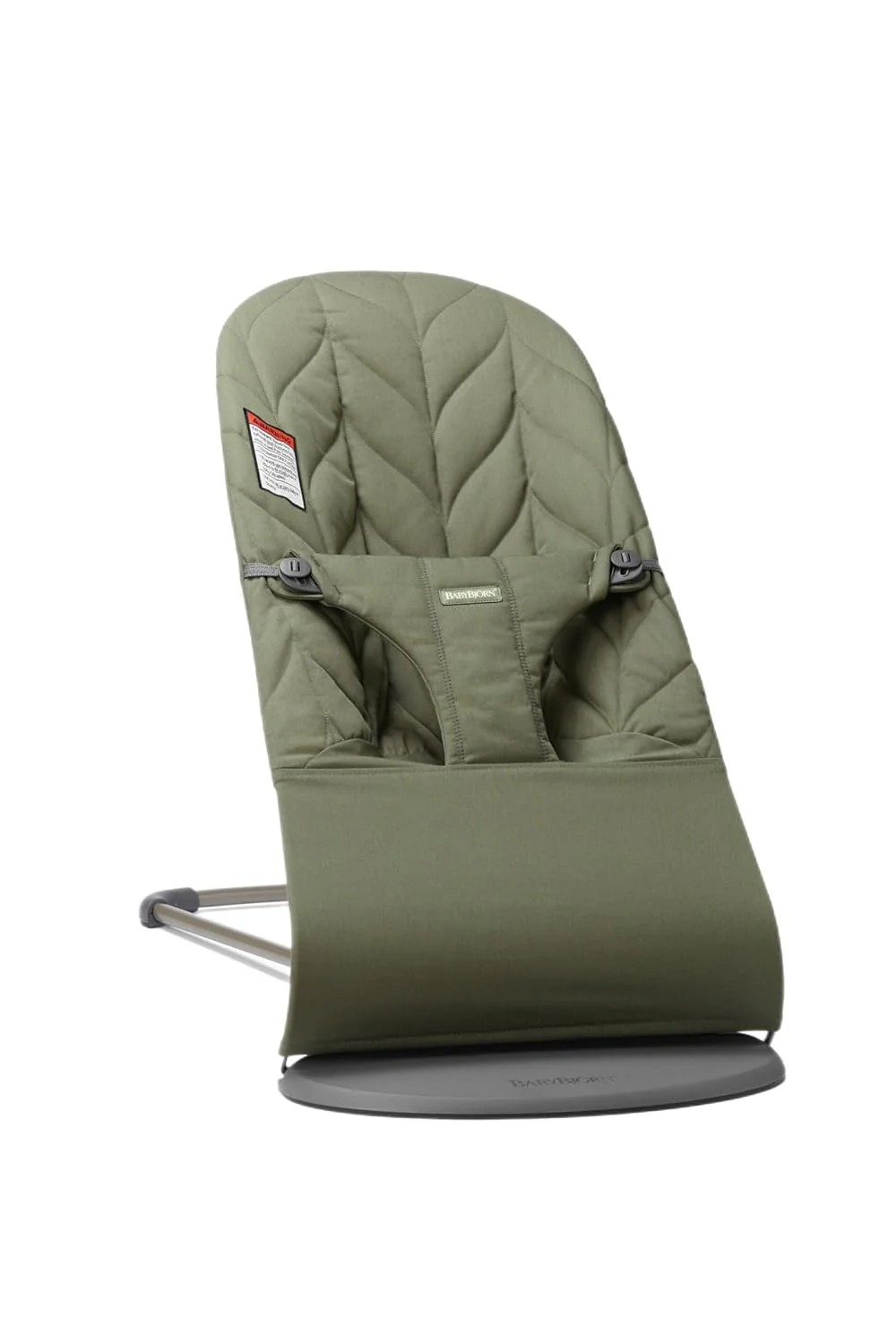 BabyBjorn Bouncer Bliss, Dark Gray Frame, Dark Green Woven Petal Quilt