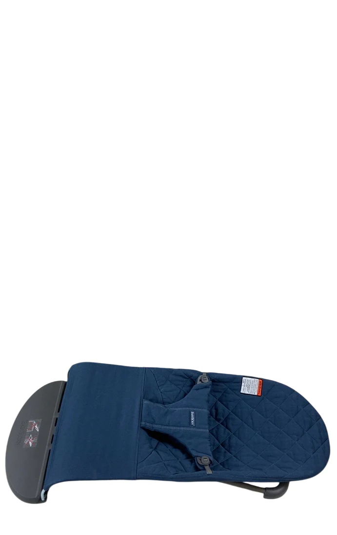 BabyBjorn Bouncer Bliss, Dark Gray Frame, Midnight Blue Cotton Classic Quilt - Image 6