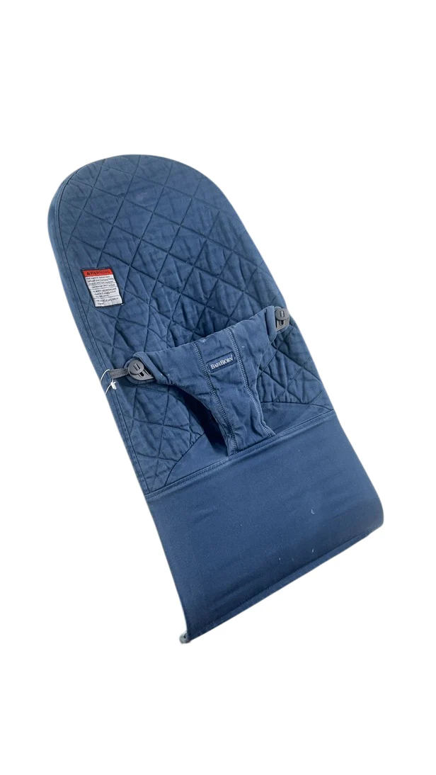 BabyBjorn Bouncer Bliss, Dark Gray Frame, Midnight Blue Cotton Classic Quilt