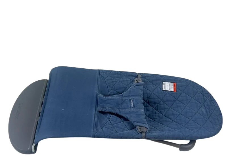 BabyBjorn Bouncer Bliss, Dark Gray Frame, Midnight Blue Cotton Classic Quilt - Image 6