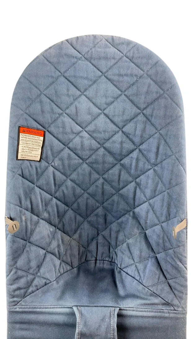 BabyBjorn Bouncer Bliss, Dark Gray Frame, Midnight Blue Cotton Classic Quilt - Image 5