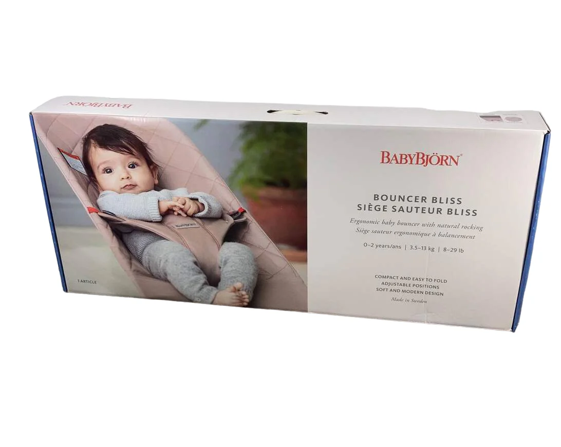 BabyBjorn Bouncer Bliss, Light Gray Frame, Light Pink 3D Jersey - Image 2