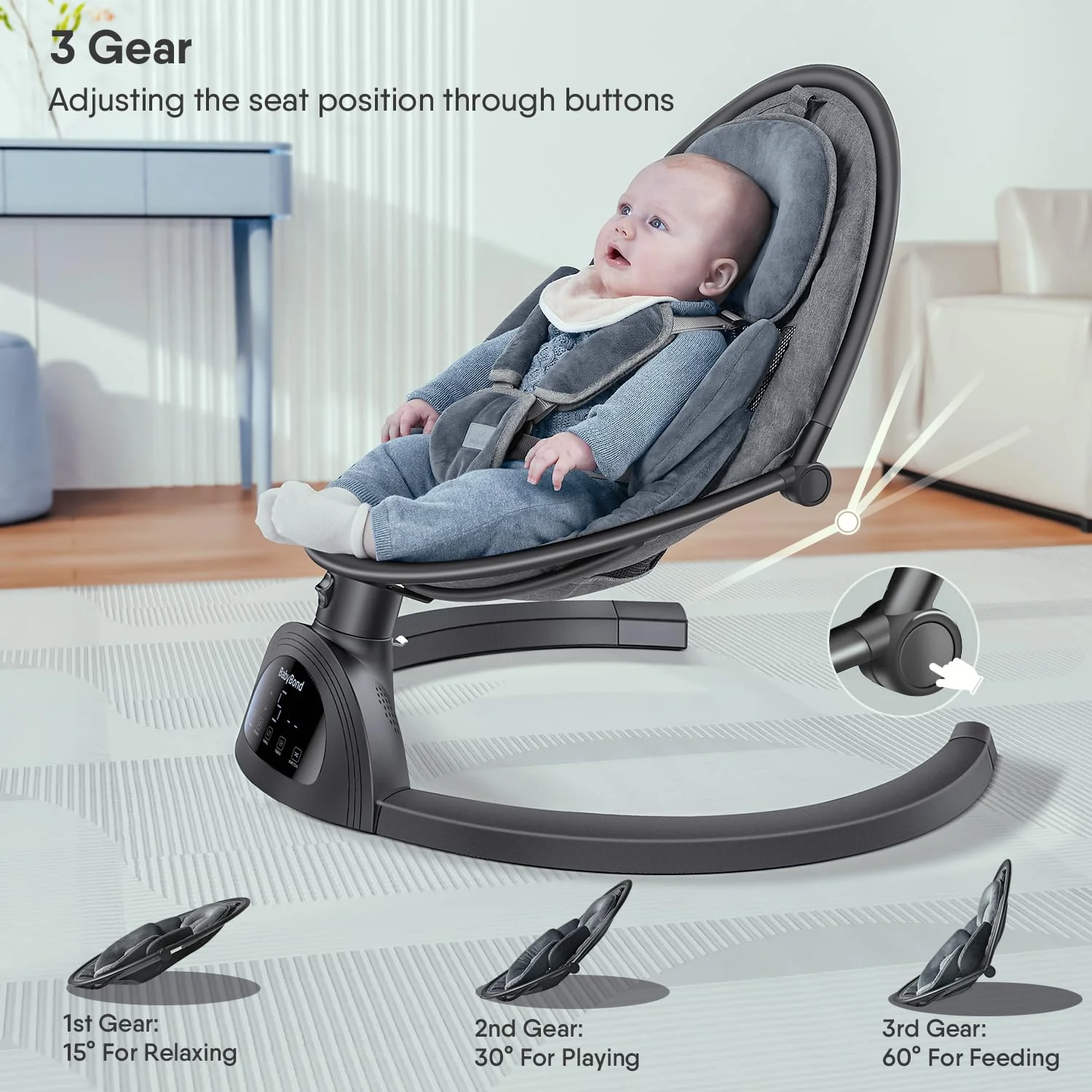BabyBond Bluetooth Swing, Black, New model - Image 3