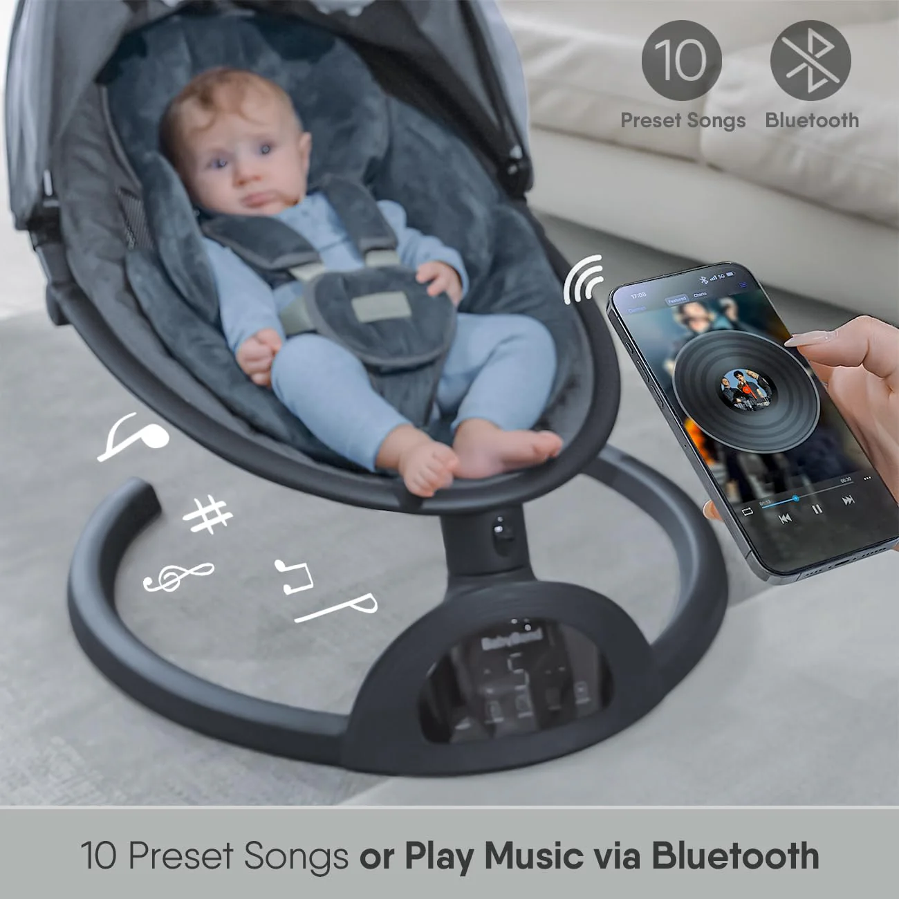BabyBond Bluetooth Swing, Black, New model - Image 4