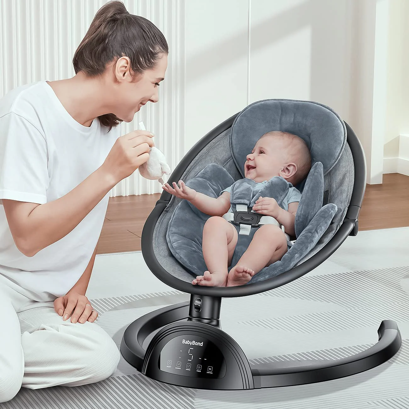 BabyBond Bluetooth Swing, Black, New model - Image 5