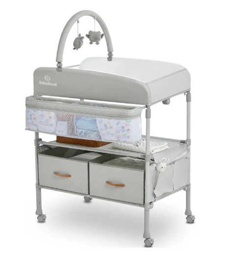 BabyBond Portable Baby Changing Table with 2 Storage Baskets, Beige