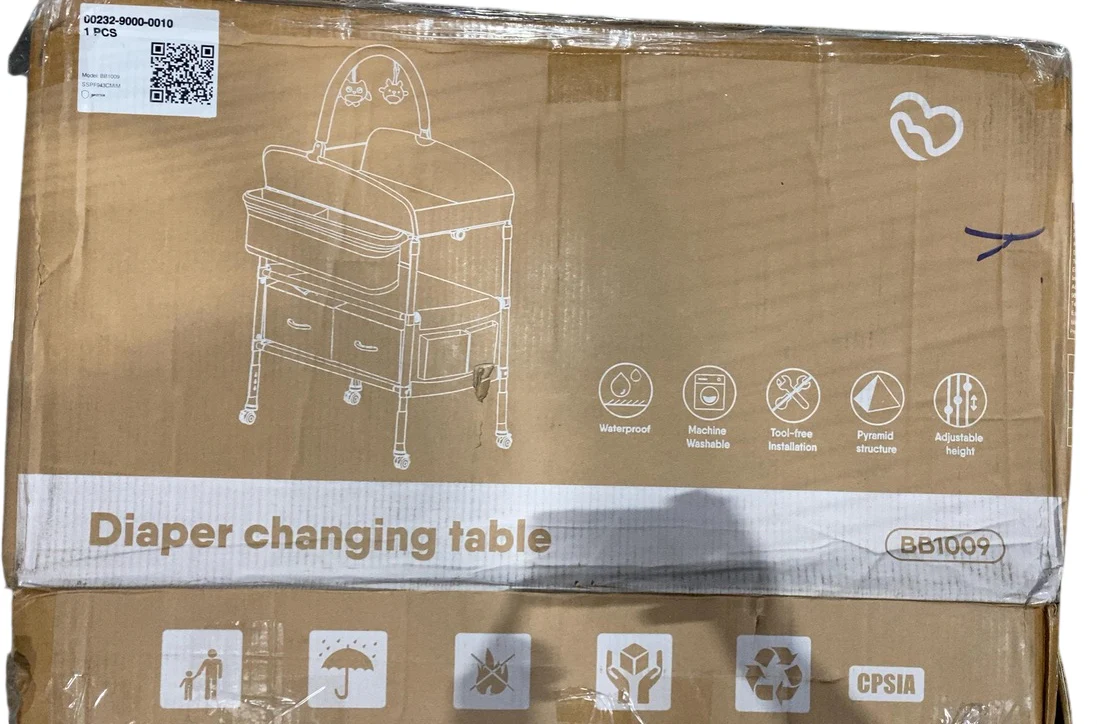 BabyBond Portable Baby Changing Table with 2 Storage Baskets, Beige - Image 2