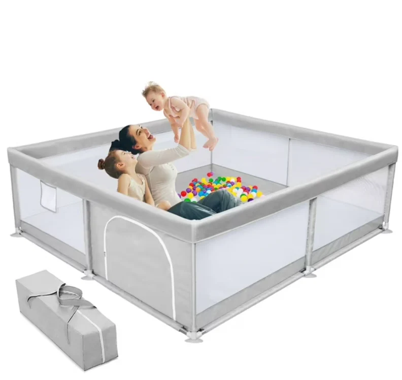 Babyeap Baby Playpen Large Play Yard Fence for Toddlers, Gray, 50"x50"