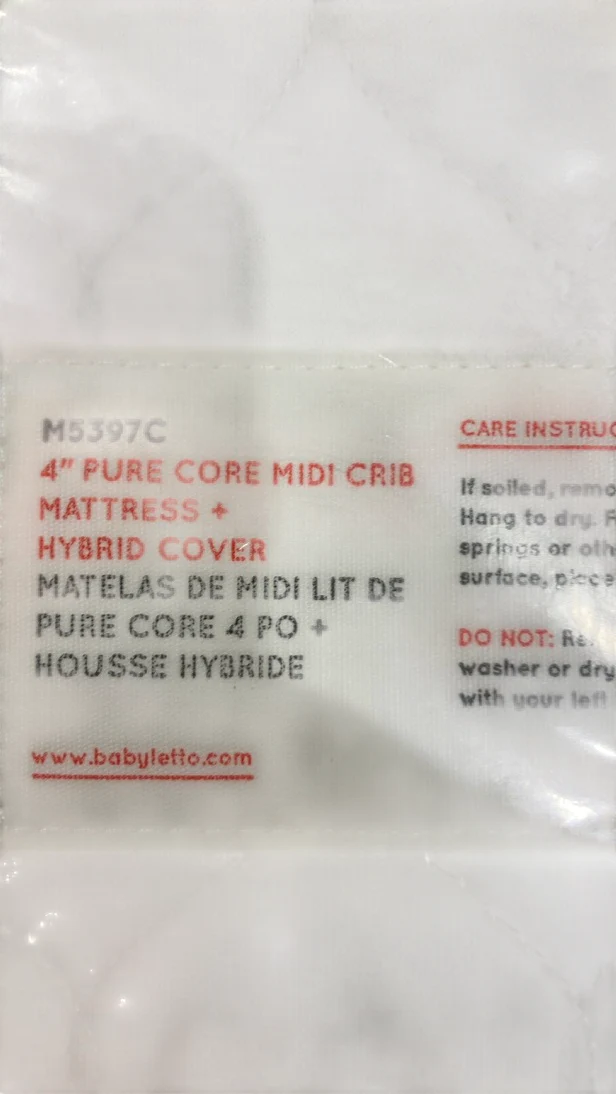 Babyletto Pure Core 4” Midi Crib Mattress With Hybrid Waterproof Cover, M5397C - Image 3