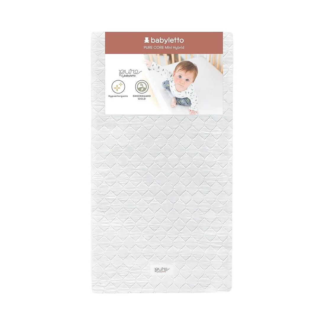 Babyletto Pure Core Mini Crib Mattress With Hybrid Waterproof Cover, White