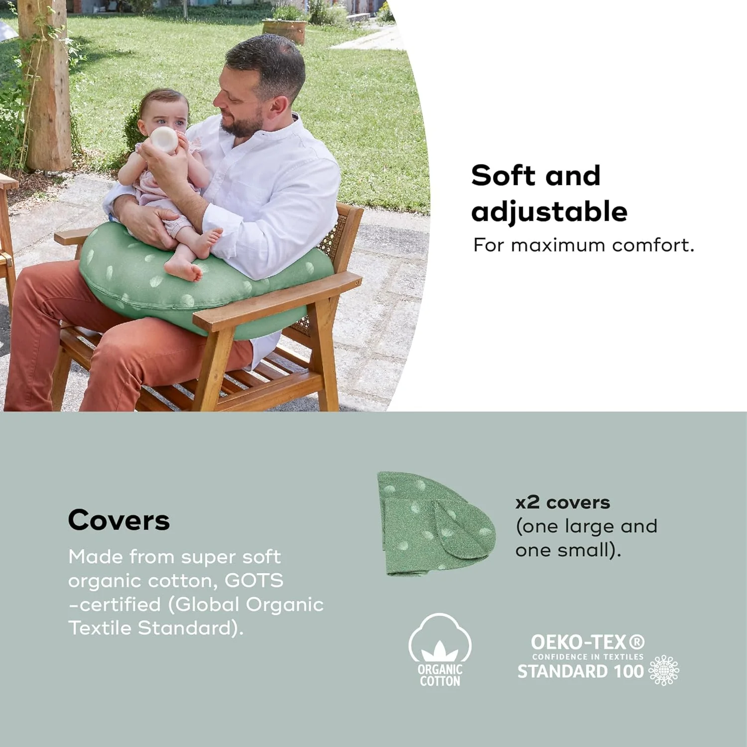Babymoov B.Love 2-in-1 Pillow, Green - Image 3