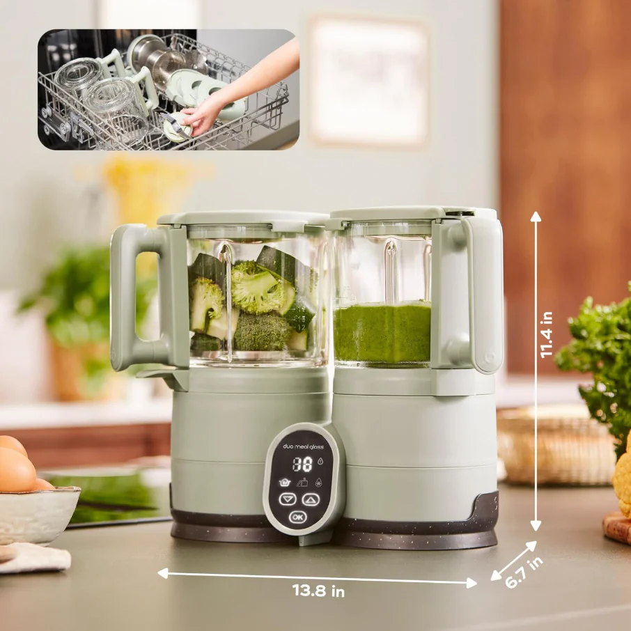 Babymoov Duo Meal Glass Food Maker, Celadon Green - Image 3