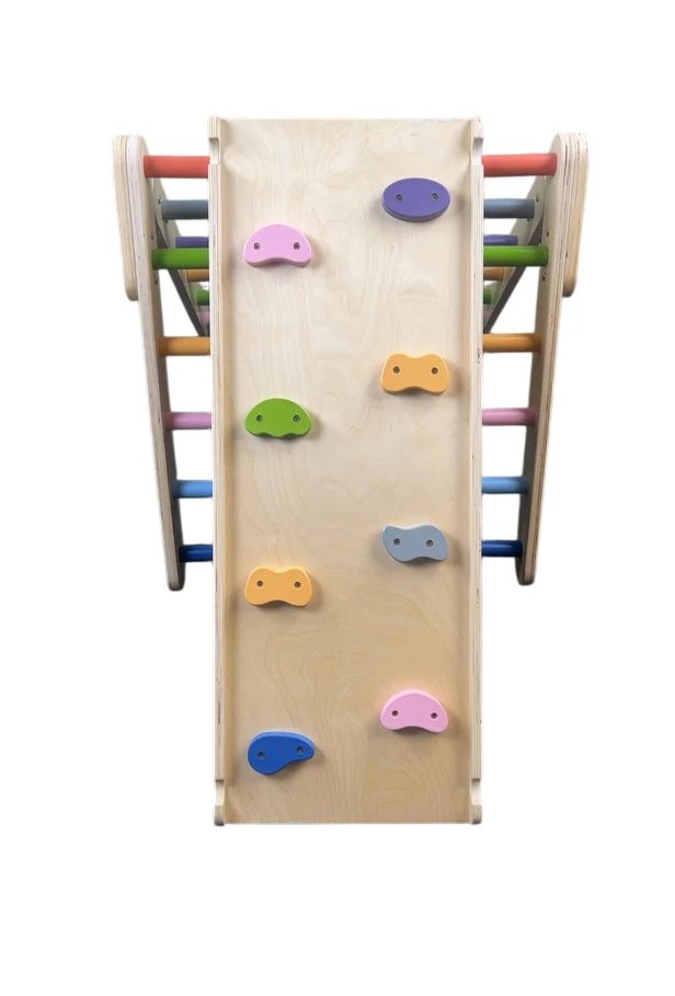 BanaSuper Toddler Climbing Triangle Ladder with Ramp & Arch, Medium Rainbow - Image 4