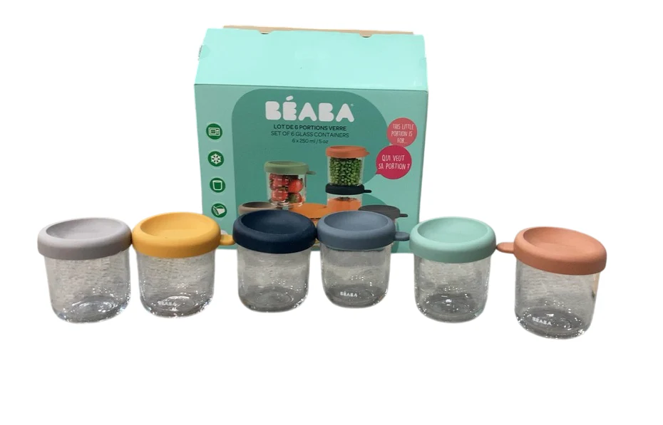 Beaba 6 Pack Glass Baby Food Jars with Silicone Lids, 8 oz - Image 2