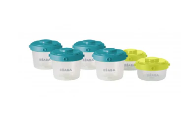 Beaba Set of 6 Baby Food Clip Containers, Neon
