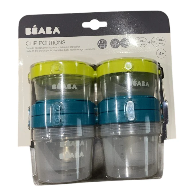 Beaba Set of 6 Baby Food Clip Containers, Neon - Image 2