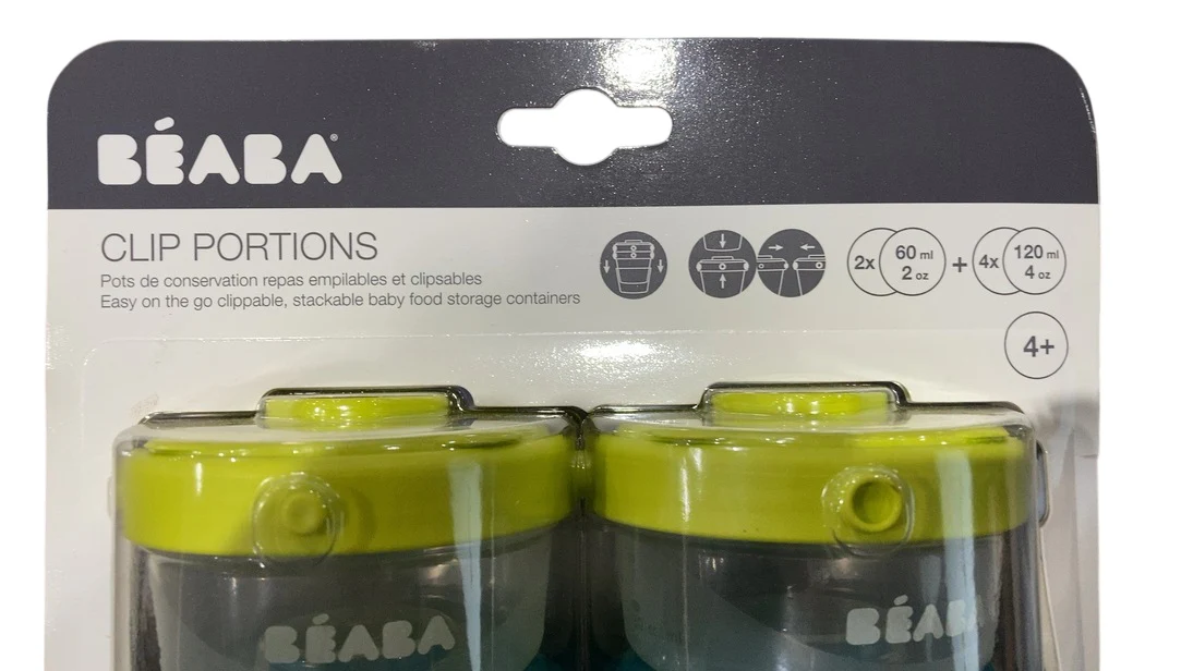 Beaba Set of 6 Baby Food Clip Containers, Neon - Image 3