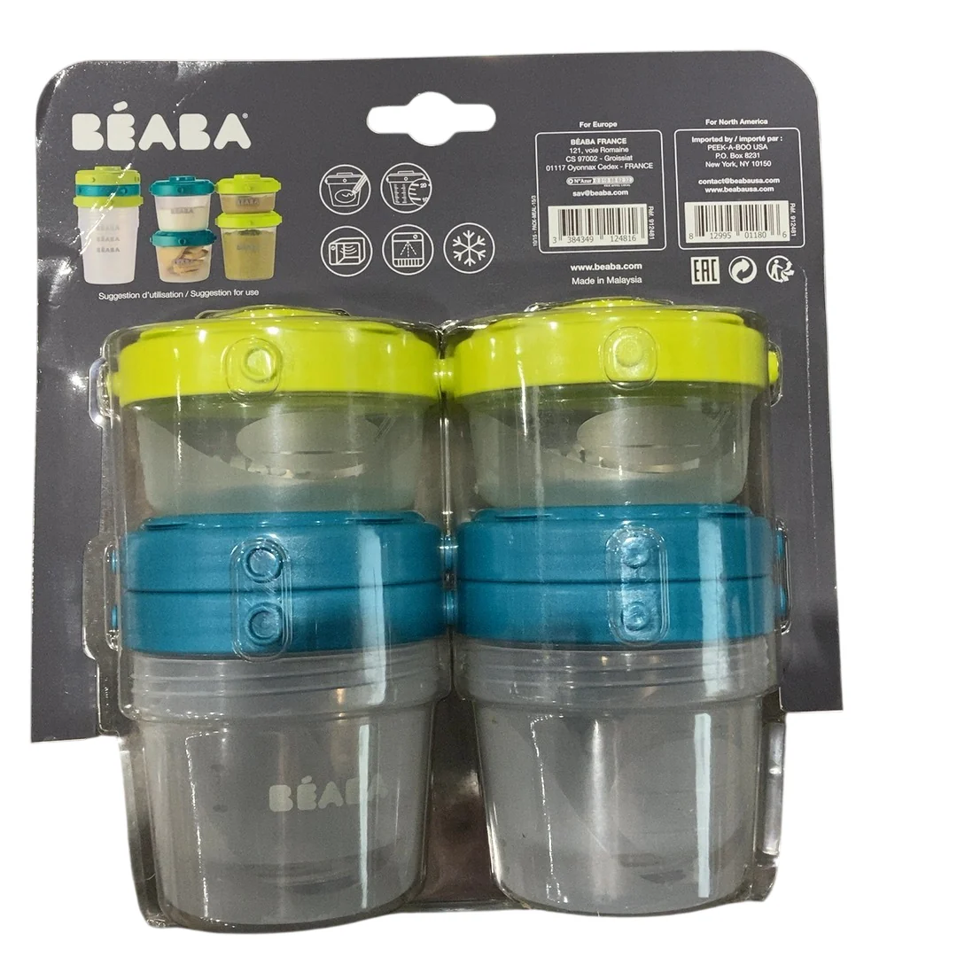 Beaba Set of 6 Baby Food Clip Containers, Neon - Image 4