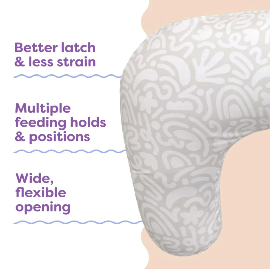 Boppy Nursing Pillow, Base Model, Cream retro squiggles - Image 3