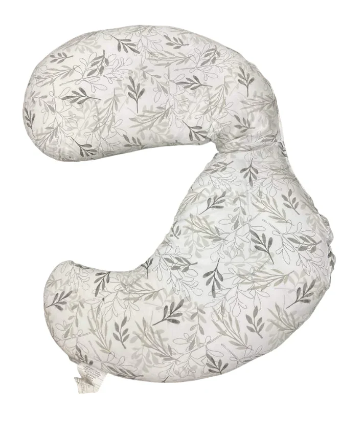 Boppy Total Body Pregnancy Pillow, Gray Scattered Leaves - Image 2