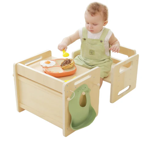 Bpmfkid Montessori Weaning Table and Chair Set, Wooden