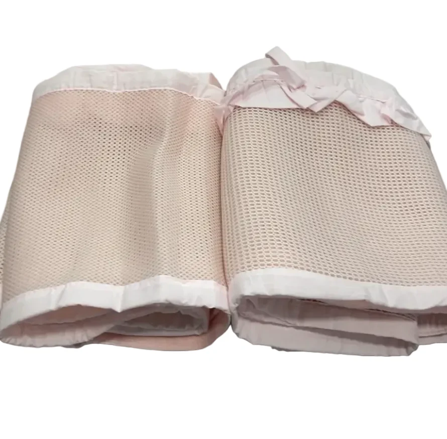 Breathable Baby Mesh Crib Liner Deluxe Ruffle Collection, Blush, Full Size/4 Sides - Image 3
