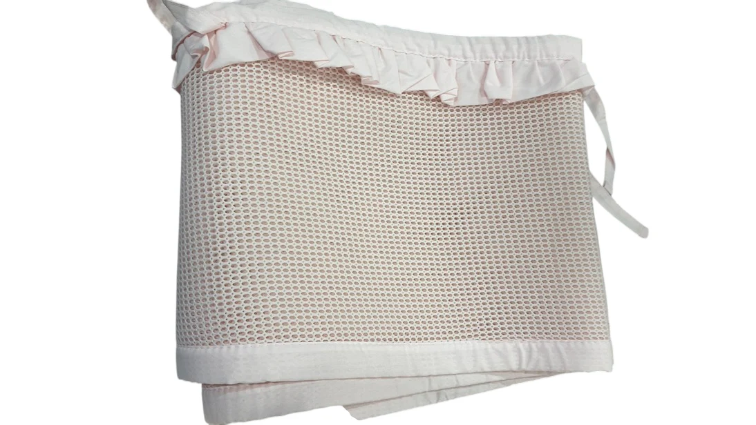 Breathable Baby Mesh Crib Liner Deluxe Ruffle Collection, Blush, Full Size/4 Sides - Image 4