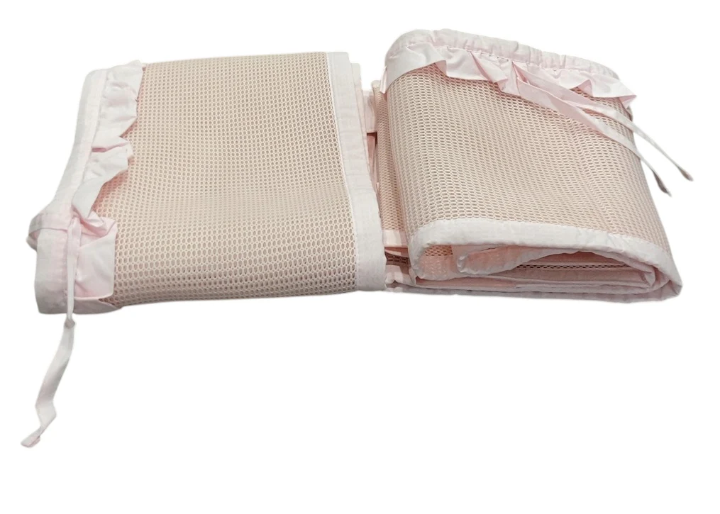 Breathable Baby Mesh Crib Liner Deluxe Ruffle Collection, Blush, Full Size/4 Sides - Image 2