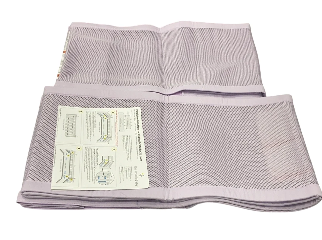 Breathable Baby Mesh Crib Liner, Full Size/4 Sides, Lavender - Image 2