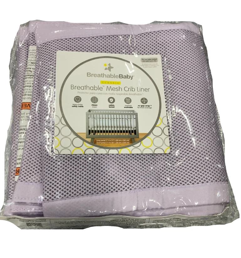 Breathable Baby Mesh Crib Liner, Full Size/4 Sides, Lavender - Image 3