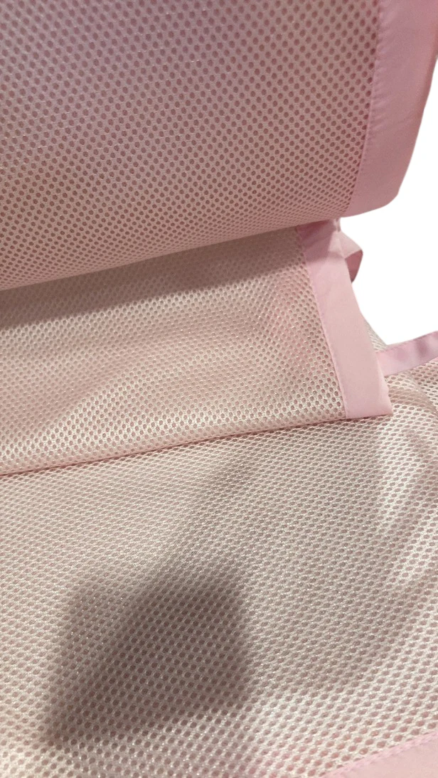 Breathable Baby Mesh Crib Liner, Full Size/4 Sides, Light Pink - Image 2