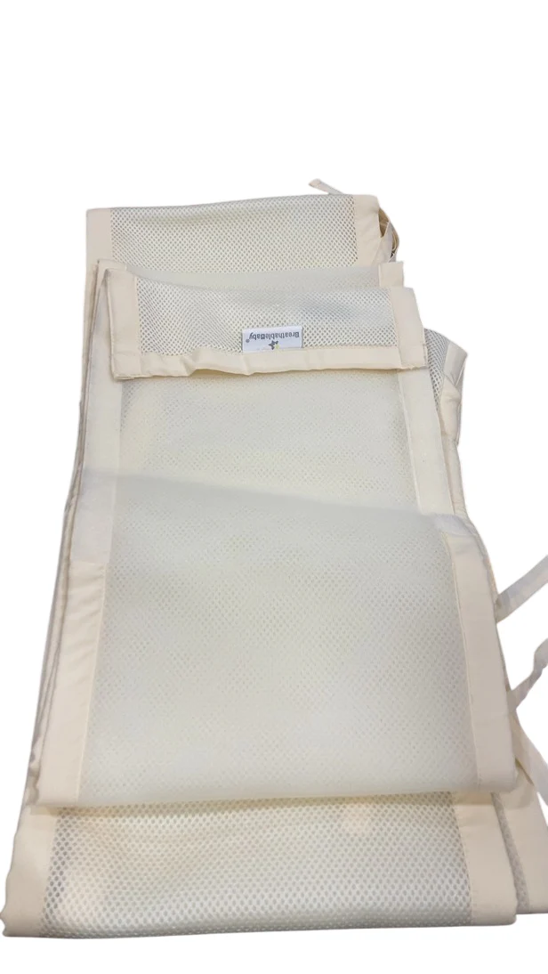 Breathable Baby Mesh Crib Liner, Full Size/4 Sides, Natural Ecru