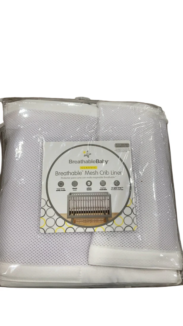 Breathable Baby Mesh Crib Liner, Full Size/4 Sides, White - Image 5