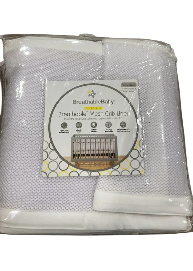 Breathable Baby Mesh Crib Liner, Full Size/4 Sides, White - Image 5