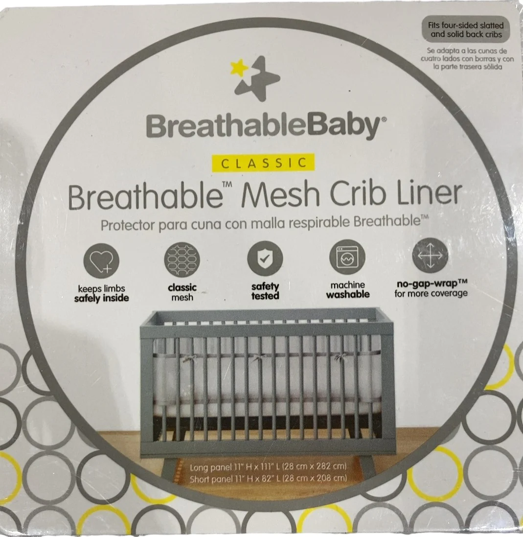 Breathable Baby Mesh Crib Liner, Full Size/4 Sides, White - Image 6