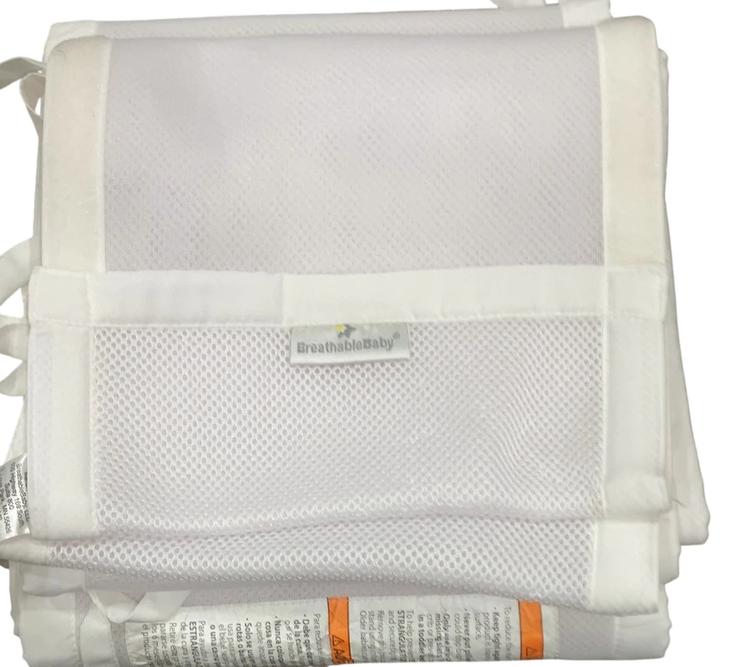 Breathable Baby Mesh Crib Liner, Full Size/4 Sides, White