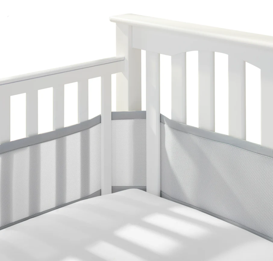 Breathable Baby Mesh Crib Liner, Grey, Full Size/4 Sides