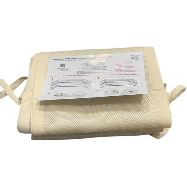 Breathable Baby Mesh Crib Liner, Natural Ecru, Full Size/4 Sides - Image 2