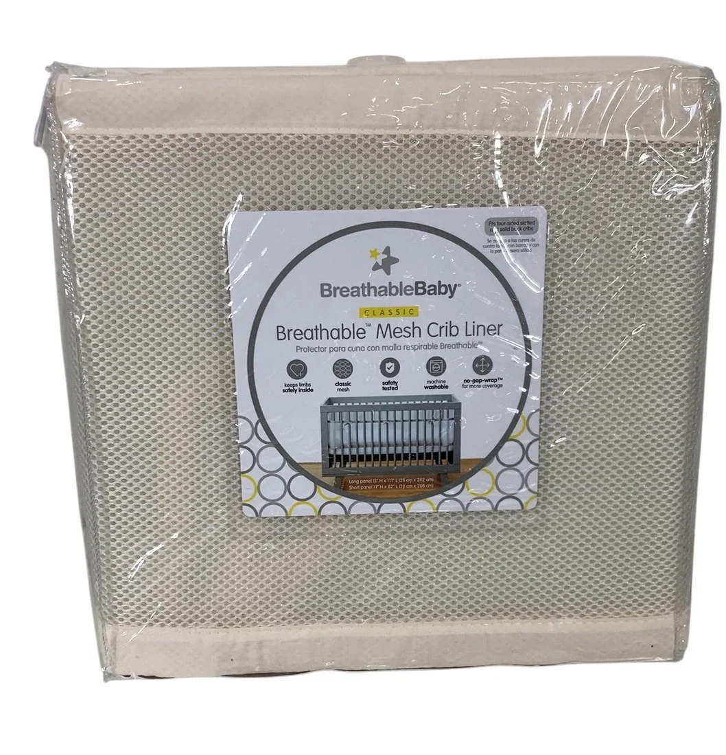 Breathable Baby Mesh Crib Liner, Natural Ecru, Full Size/4 Sides - Image 4