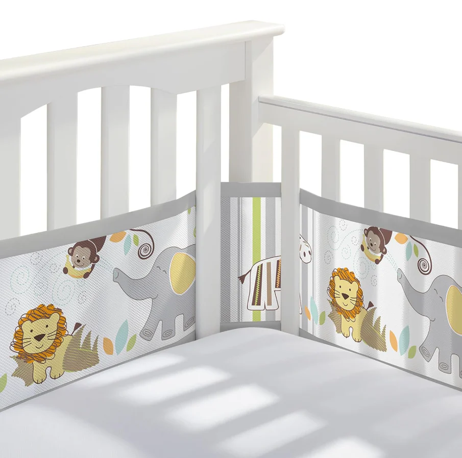 Breathable Baby Mesh Crib Liner, Safari Fun Too, Full Size/4 Sides