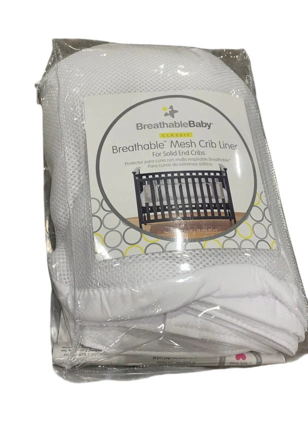 Breathable Baby Mesh Crib Liner, White, (Size 2FS Covers 2 Sides) - Image 2