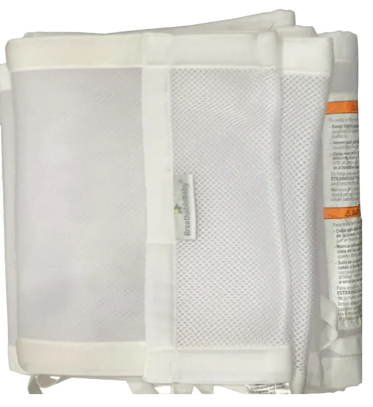 Breathable Baby Mesh Crib Liner, White, Full Size/2 Sides - Image 3