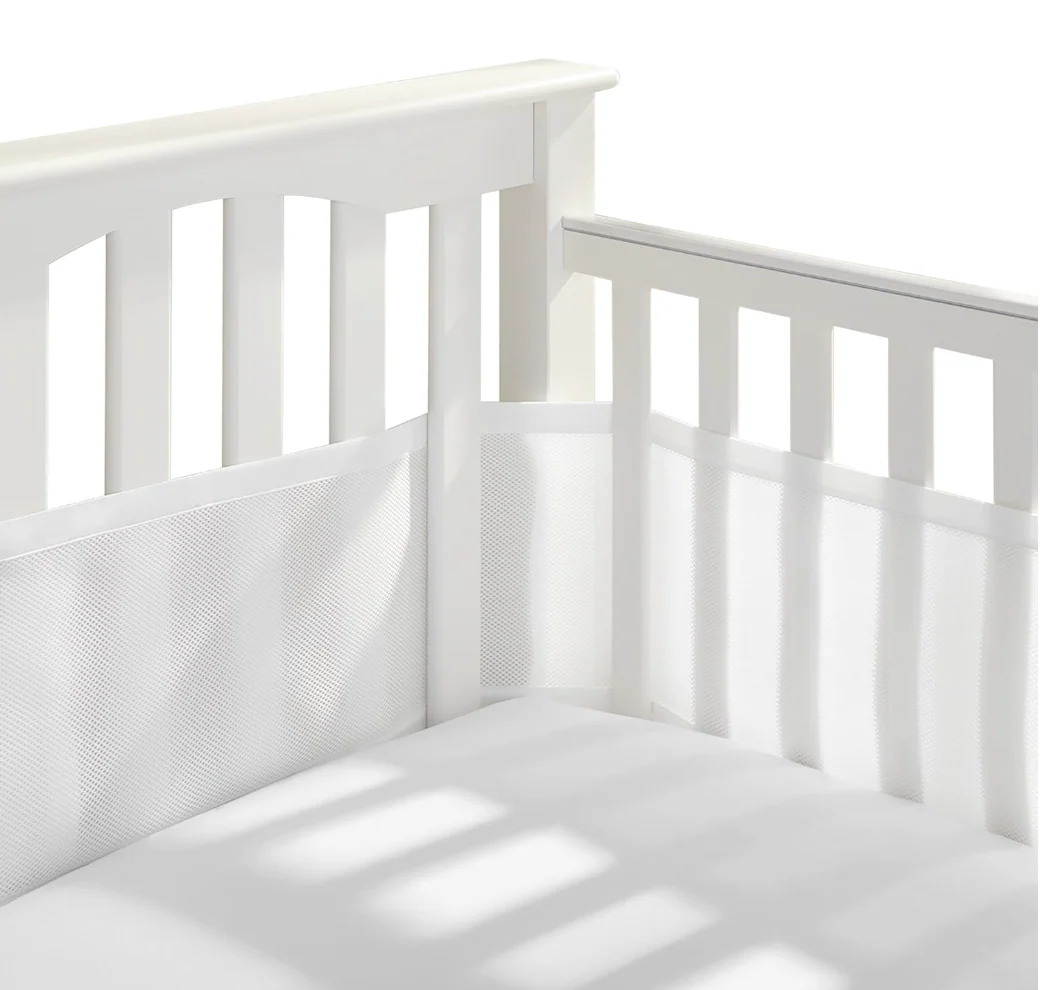 Breathable Baby Mesh Crib Liner, White, Full Size/4 Sides - Image 5
