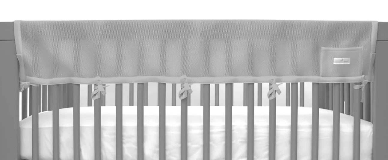 Breathable Baby RailGuard Teething Cover, Grey, 51" Long Panel