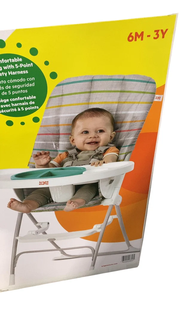 Bright Starts Dine Delight Compact Folding High Chair with 3-Section Plate, Playful Paradise - Image 4