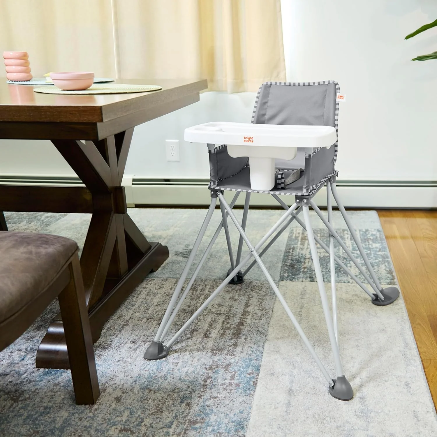 Bright Starts Pop 'N Dine Portable High Chair, Grey - Image 5