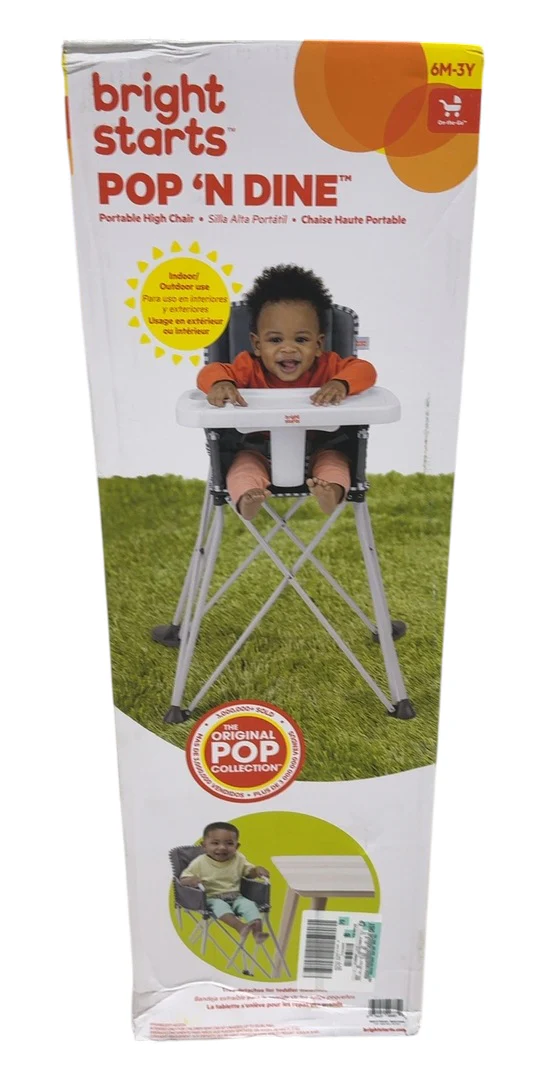 Bright Starts Pop 'N Dine Portable High Chair, Grey - Image 6